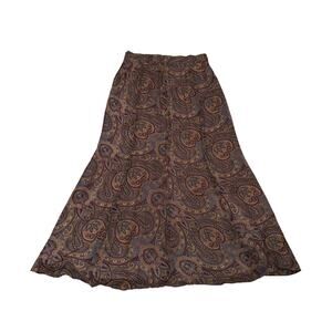 Ellen Tracy Linda Allard Womens a line midi Skirt 100% Silk brown SZ 12